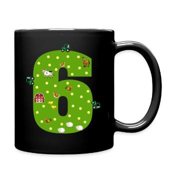 6th birthday Young girl 6 years Farmer farmer - Full Colour Mug - black - Right