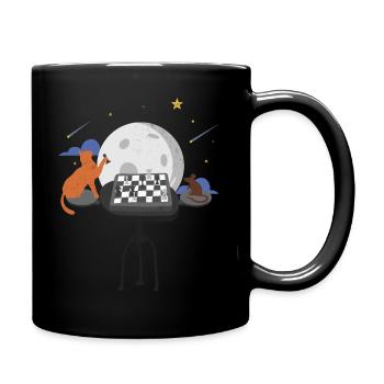 Chess Player Animals Cat, The Mouse Game Gift - Full Colour Mug - black - Right