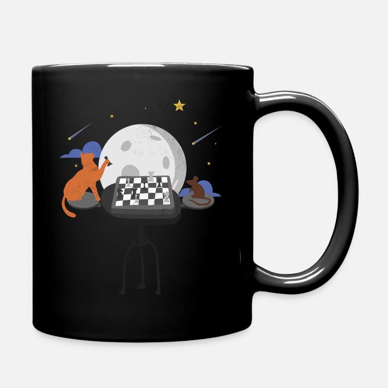 Schachspieler Tiere Katze, Das Mausspiel Geschenk - Tasse einfarbig - Schwarz