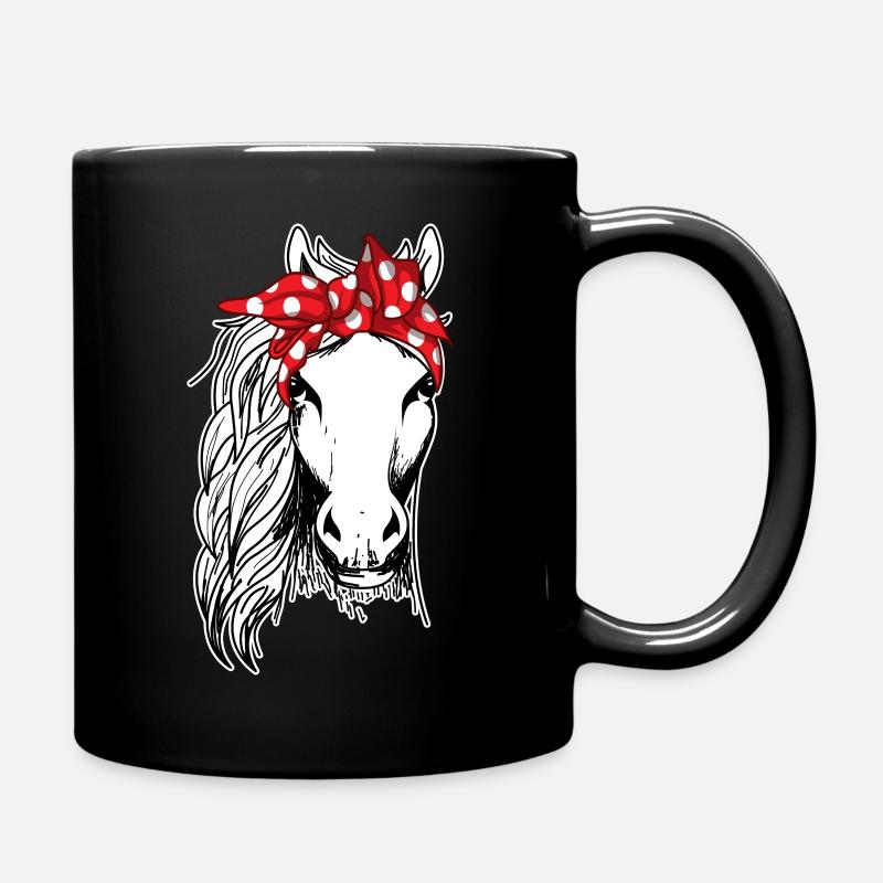 Cooles Pferd mit Bandana - Tasse einfarbig - Schwarz