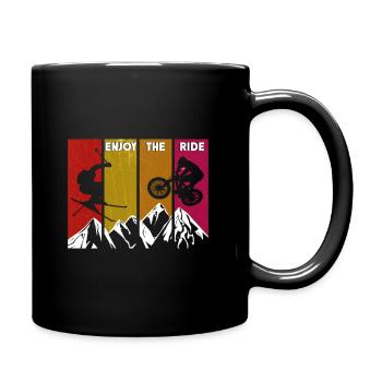 Mountain Bike Skiing Bike Cross Mountains High - Full Colour Mug - black - Right