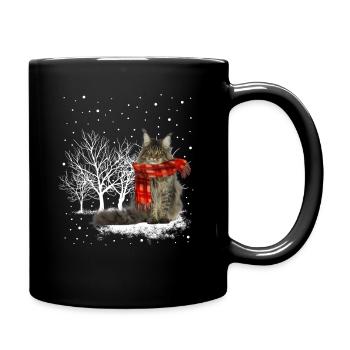 Chat des neiges Maine Coon en hiver - Mug uni - noir - Droite