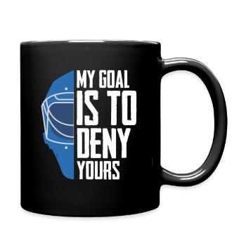 Funny defense goalkeeper ice hockey goalie - Full Colour Mug - black - Right