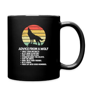 Wolf Retro - Tasse einfarbig - Schwarz - Rechts