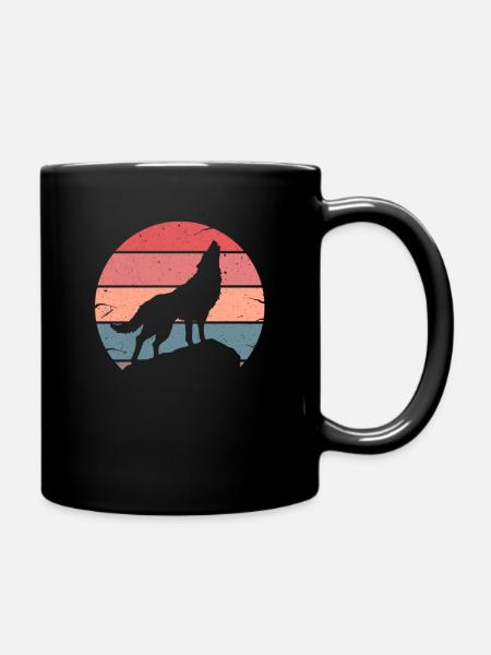 Wolf - Tasse einfarbig - Schwarz