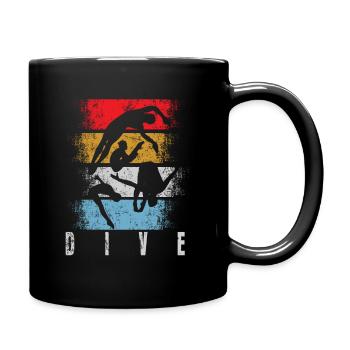 Turmspringen Wasserspringen Retro - Tasse einfarbig - Schwarz - Rechts