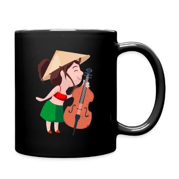 Eine Mädchen mit Kontrabass - Tasse einfarbig - Schwarz - Rechts