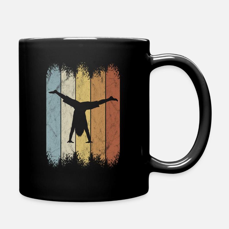 Retro 80s Circus Style Handstand Silhouette - Full Colour Mug - black