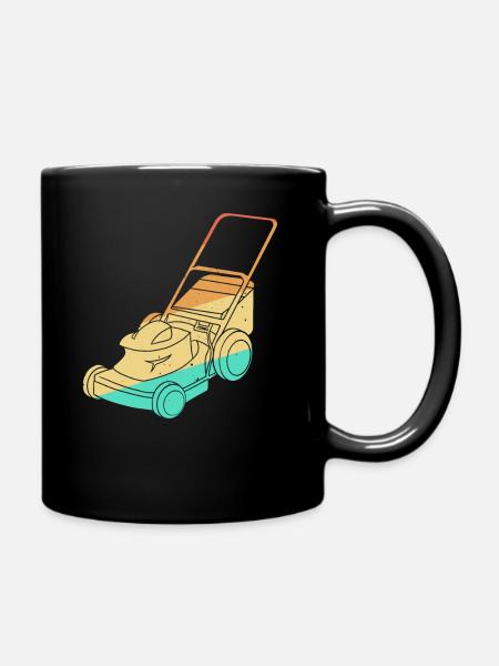 Rasen Mähen Rasenmäher Vintage Retro - Tasse einfarbig - Schwarz