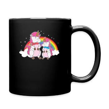 Deux soeurs Licorne arc-en-ciel - Mug uni - noir - Droite