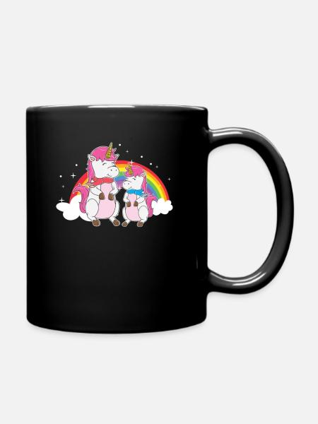 Einhorn Schwestern Zwei Einhörner Regenbogen - Tasse einfarbig - Schwarz