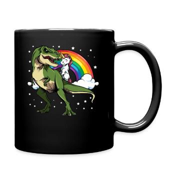 Unicorn T-Rex Rainbow Stars Mythical Animal Gift - Full Colour Mug - black - Right