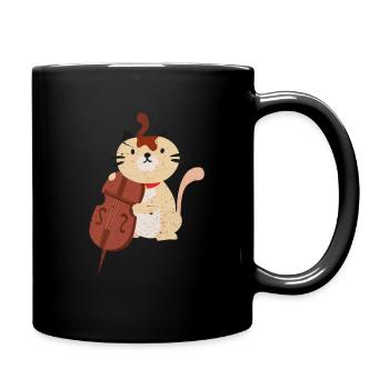 Double Bass Cat Cello Bass Bassist Gift - Full Colour Mug - black - Right