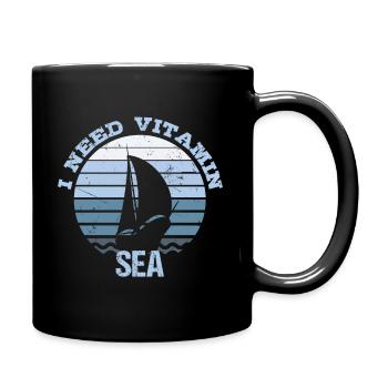 Kapitän Segeln Geschenk Segler Sprüche Meer - Tasse einfarbig - Schwarz - Rechts