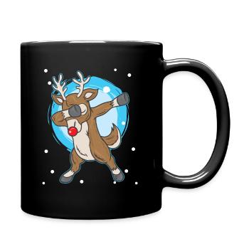 Weihnachten Rentier Rudolf Dab Rote Nase - Tasse einfarbig - Schwarz - Rechts