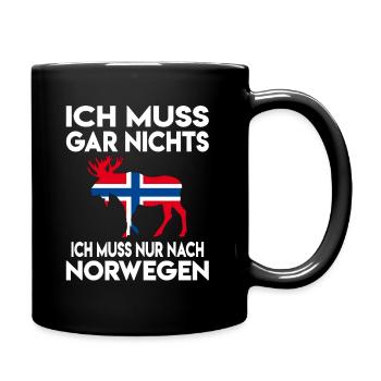 Ich muss gar nichts, ich muss nur nach Norwegen - Tasse einfarbig - Schwarz - Rechts