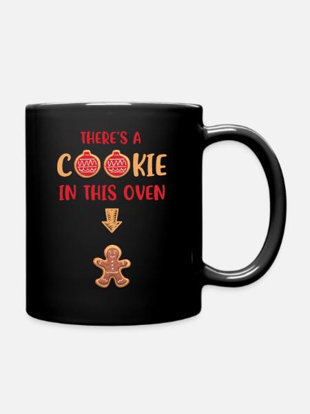 Christmas pregnancy announcement baby cookie - Full Colour Mug - black