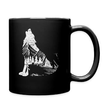 Wolf nature wilderness environment forest - Full Colour Mug - black - Right