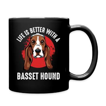 Basset Hound - Full Colour Mug - black - Right