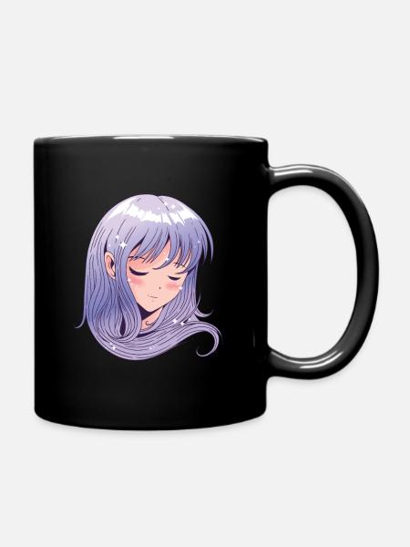 Anime Kopf Girl - Tasse einfarbig - Schwarz