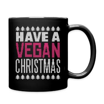 Weihnachten Christmas Lustiger Spruch Veganer - Tasse einfarbig - Schwarz - Rechts