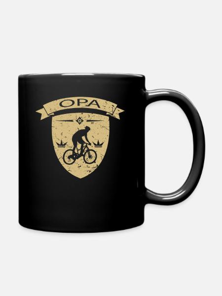 Opa Fahrrad Rentner Wappen gold - Tasse einfarbig - Schwarz