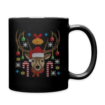Weihnachts Rentier Elch Weihnachten - Tasse einfarbig - Schwarz - Rechts
