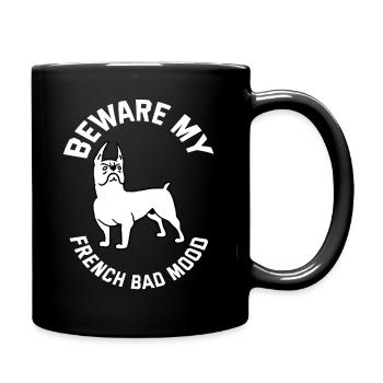 T-Shirt der französischen Bulldogge - Tasse einfarbig - Schwarz - Rechts
