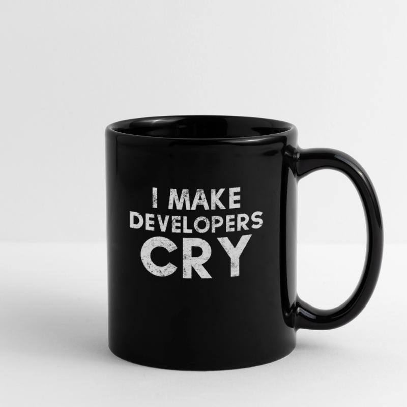 I Make Developers Cry Distressed design QA Full Colour Mug