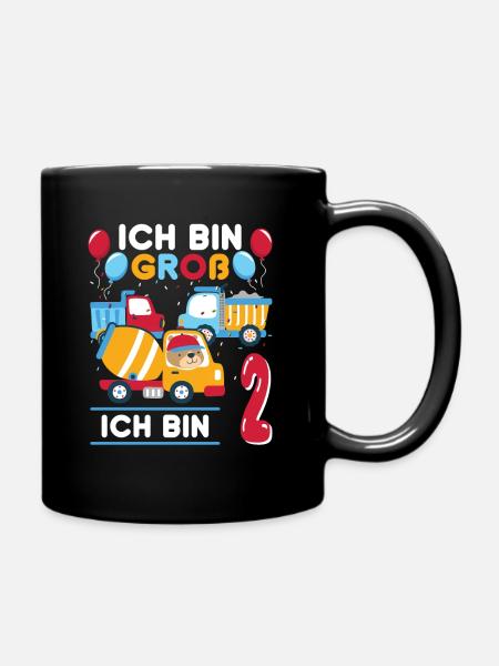 Kinder 2. Geburtstag Baufahrzeuge 2 Jahre Geschenk - Tasse einfarbig - Schwarz