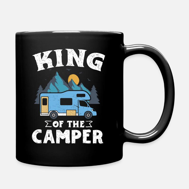 RV Fan King Camper Gift Design Idea for RV Camper - Full Colour Mug - black