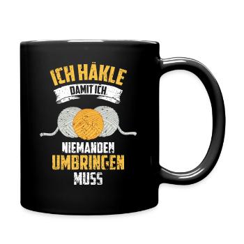 Häkeln Hobby - Tasse einfarbig - Schwarz - Rechts