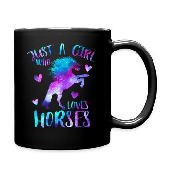 Nur ein Mädchen, das Pferde liebt - Tasse einfarbig - Schwarz - Rechts