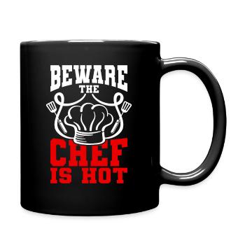 Humor Cook Cooking Design Quote Beware Chef is Hot - Full Colour Mug - black - Right