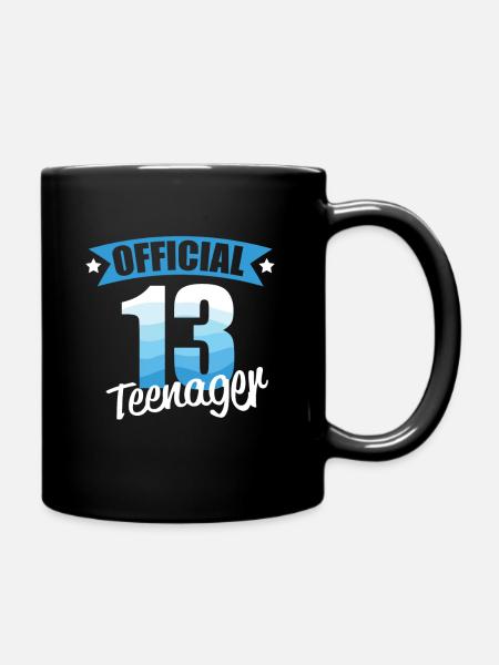 Officially teenage 13th birthday - Full Colour Mug - black