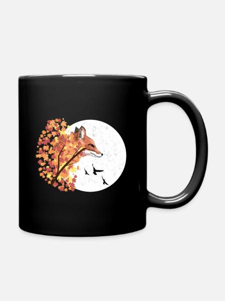Renard automne lune arbre animal forêt nature - Mug uni - noir