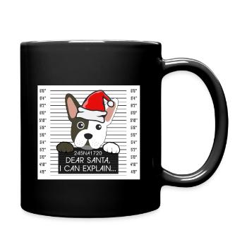 Noël Boston Terrier Amant Santa Hat Chien Noël - Mug uni - noir - Droite