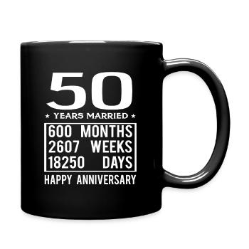 50 Years Married - Happy Wedding Anniversary - Tasse einfarbig - Schwarz - Rechts