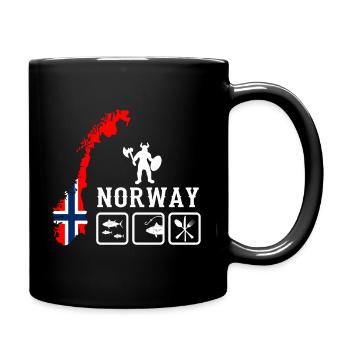 Angelreise Norwegen Angeln Wikinger Fischen - Tasse einfarbig - Schwarz - Rechts