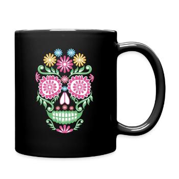 Zucker Schädel Mexikanischer Tag der Toten Mexiko - Tasse einfarbig - Schwarz - Rechts