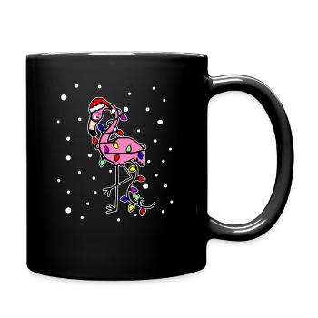 Pink Flamingo Weihnachten - Tasse einfarbig - Schwarz - Rechts