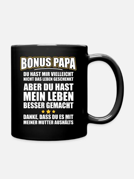 Bonus Papa Danke - Tasse einfarbig - Schwarz