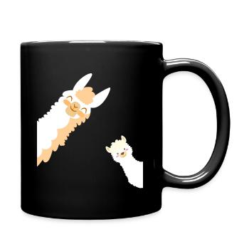 Alpaca mother and child family - Full Colour Mug - black - Right