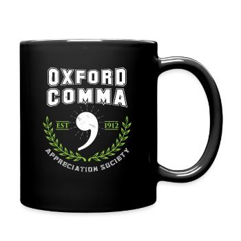 Oxford Comma Appreciation Society Grammar Police - Full Colour Mug - black - Right