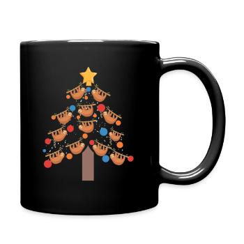 Weihnachten Faultier Baum Winter Weihnachten Zoo - Tasse einfarbig - Schwarz - Rechts