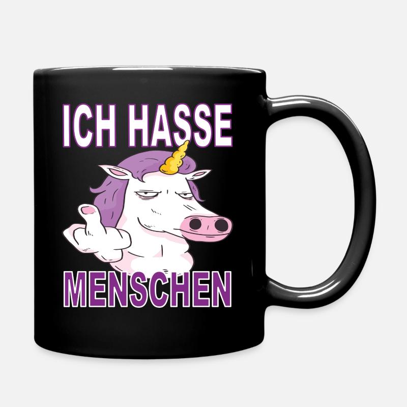 Ich hasse Menschen - Tasse einfarbig - Schwarz