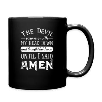 Christian Prayer Devil Wrong Head Down Amen God - Full Colour Mug - black - Right