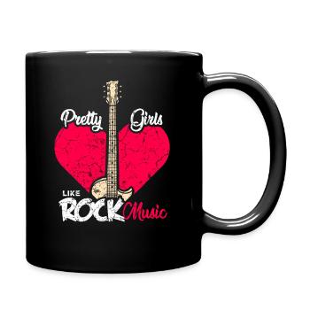 Hübsche Mädchen mögen Rockmusik Vintage - Tasse einfarbig - Schwarz - Rechts