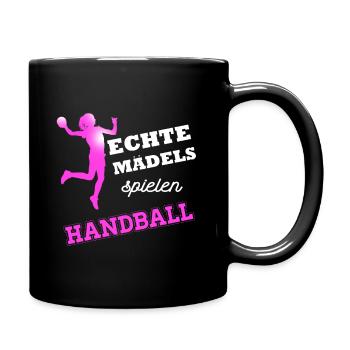 Handball echte Mädels Sprungwurf Handballer pink - Tasse einfarbig - Schwarz - Rechts