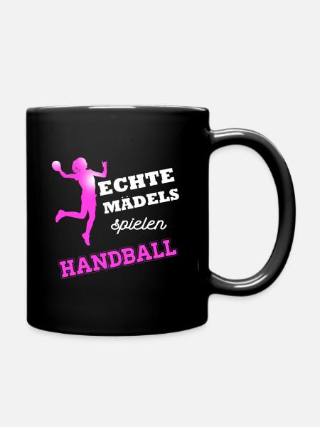 Handball echte Mädels Sprungwurf Handballer pink - Tasse einfarbig - Schwarz
